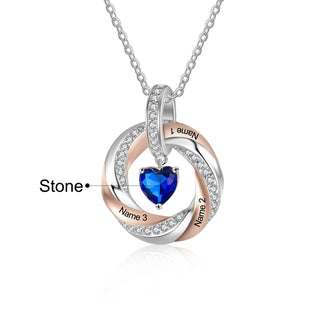 Personalized Heart Birthstone Circle Pendant Necklace