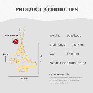 Stainless Steel Christmas Tree Birthstone Name Necklace