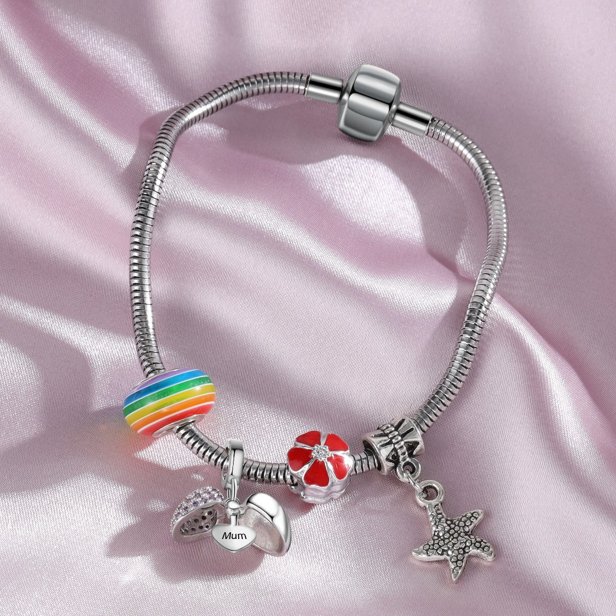 Personalized Rhodium Plated Jewelry Charm Beads