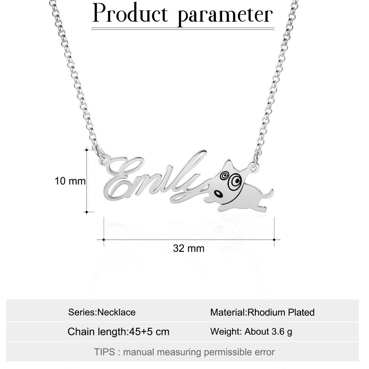 Copper Animal Cat Dog Name Necklcace