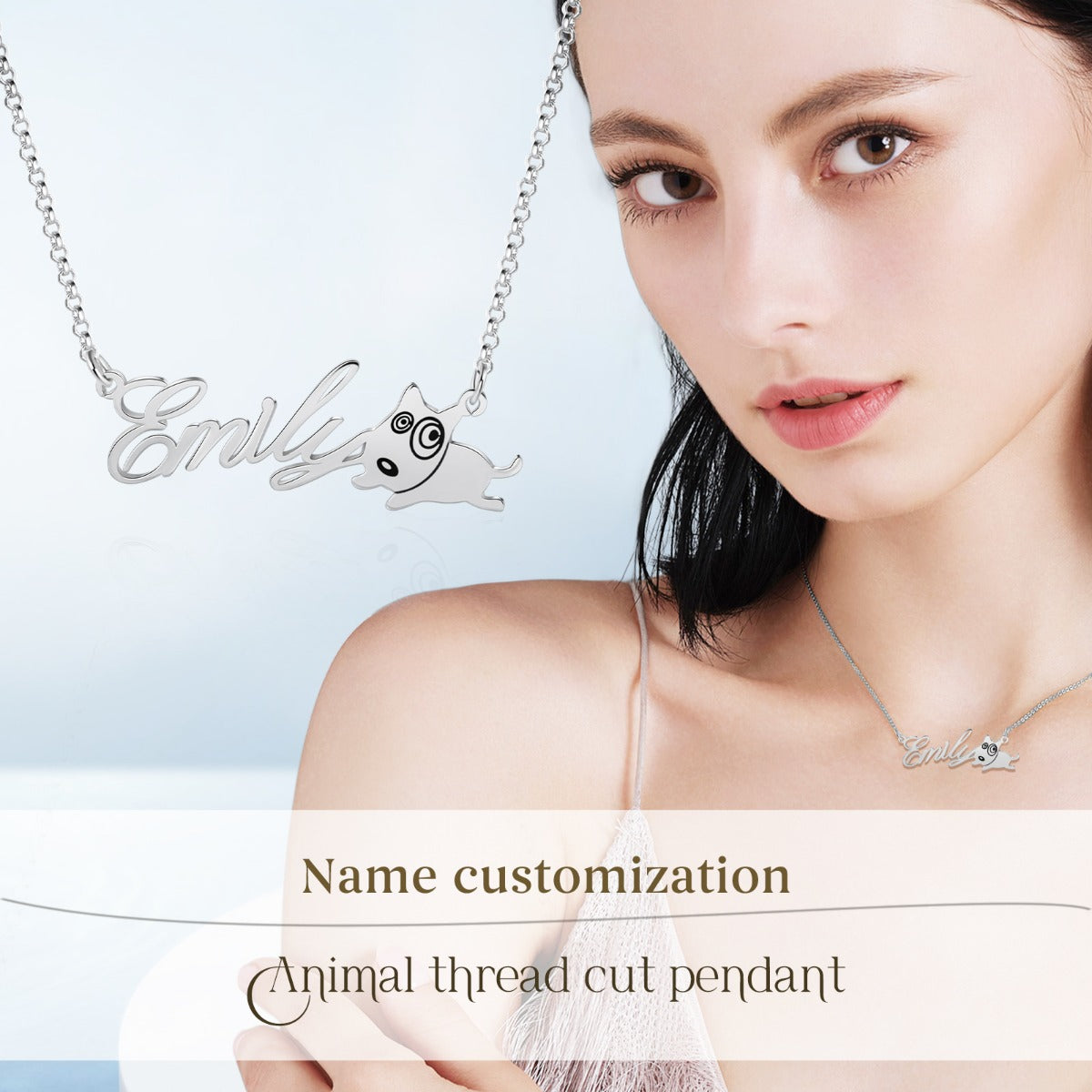 Copper Animal Cat Dog Name Necklcace