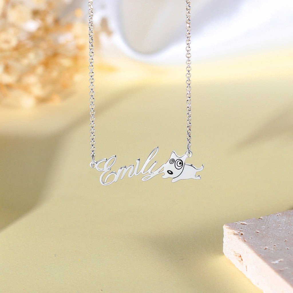 Copper Animal Cat Dog Name Necklcace