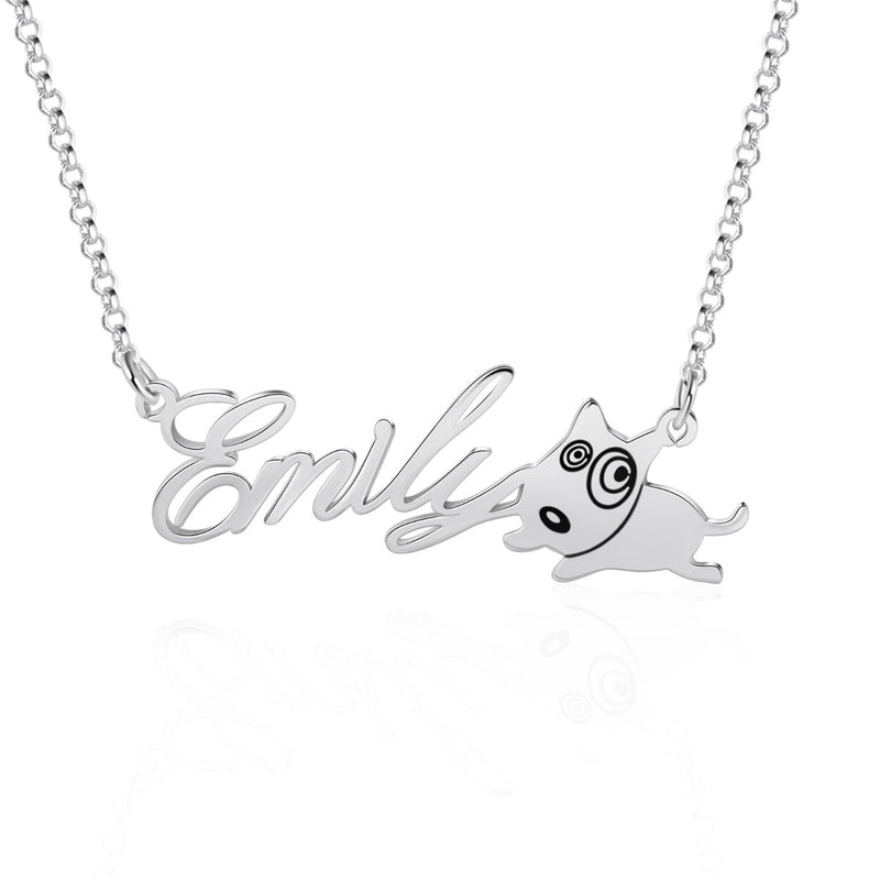 Copper Animal Cat Dog Name Necklcace