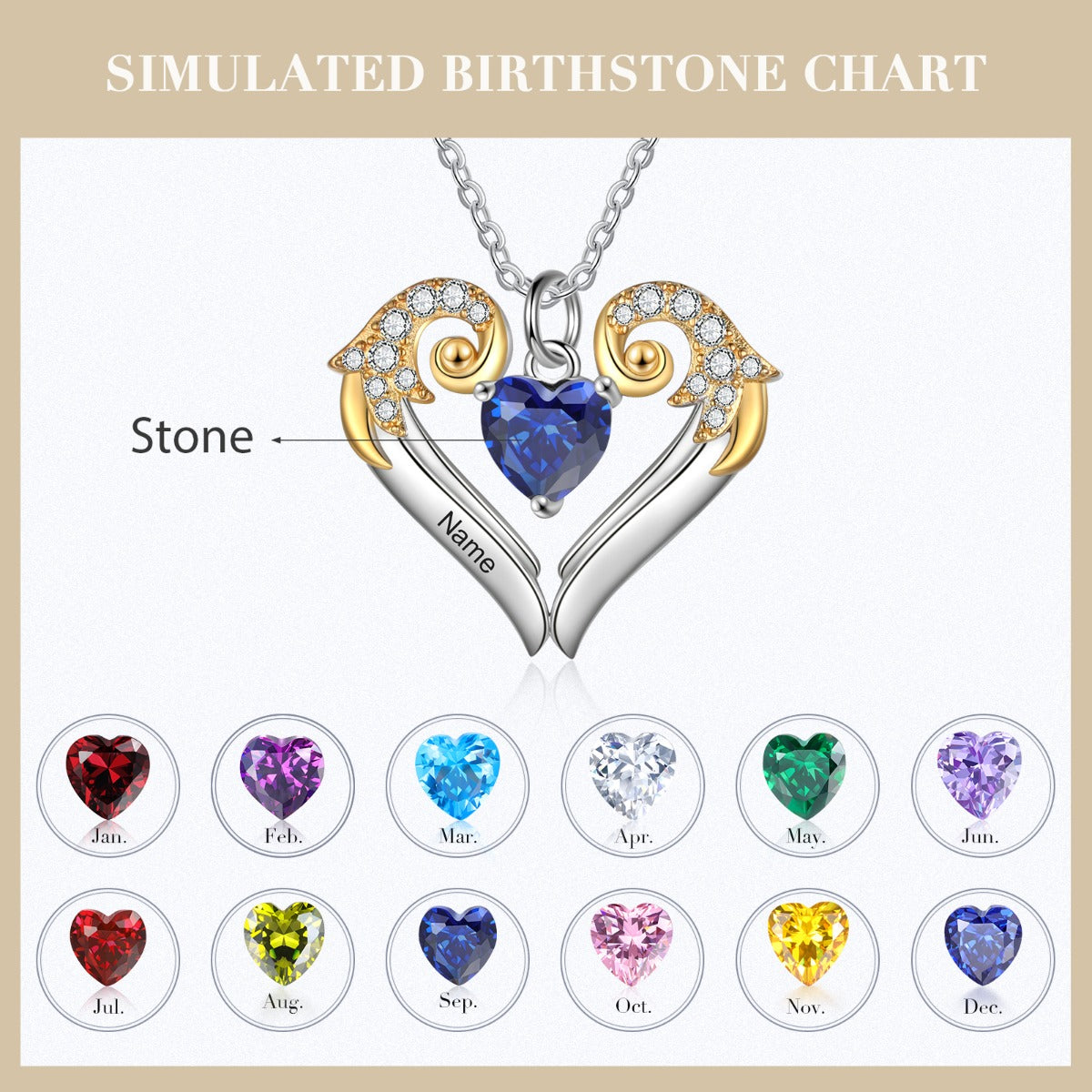 Heart Shape Necklace with Birthstone