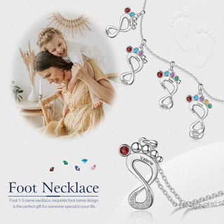 Engraved Rhodium Plated Baby Feet Necklace