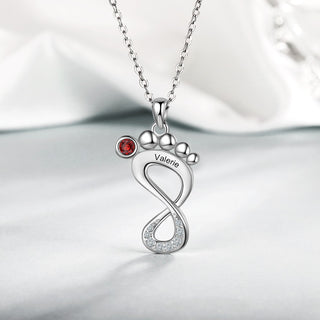 Engraved Rhodium Plated Baby Feet Necklace