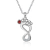 Engraved Rhodium Plated Baby Feet Necklace