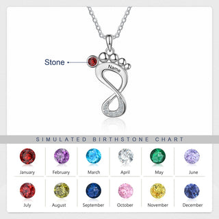 Engraved Rhodium Plated Baby Feet Necklace