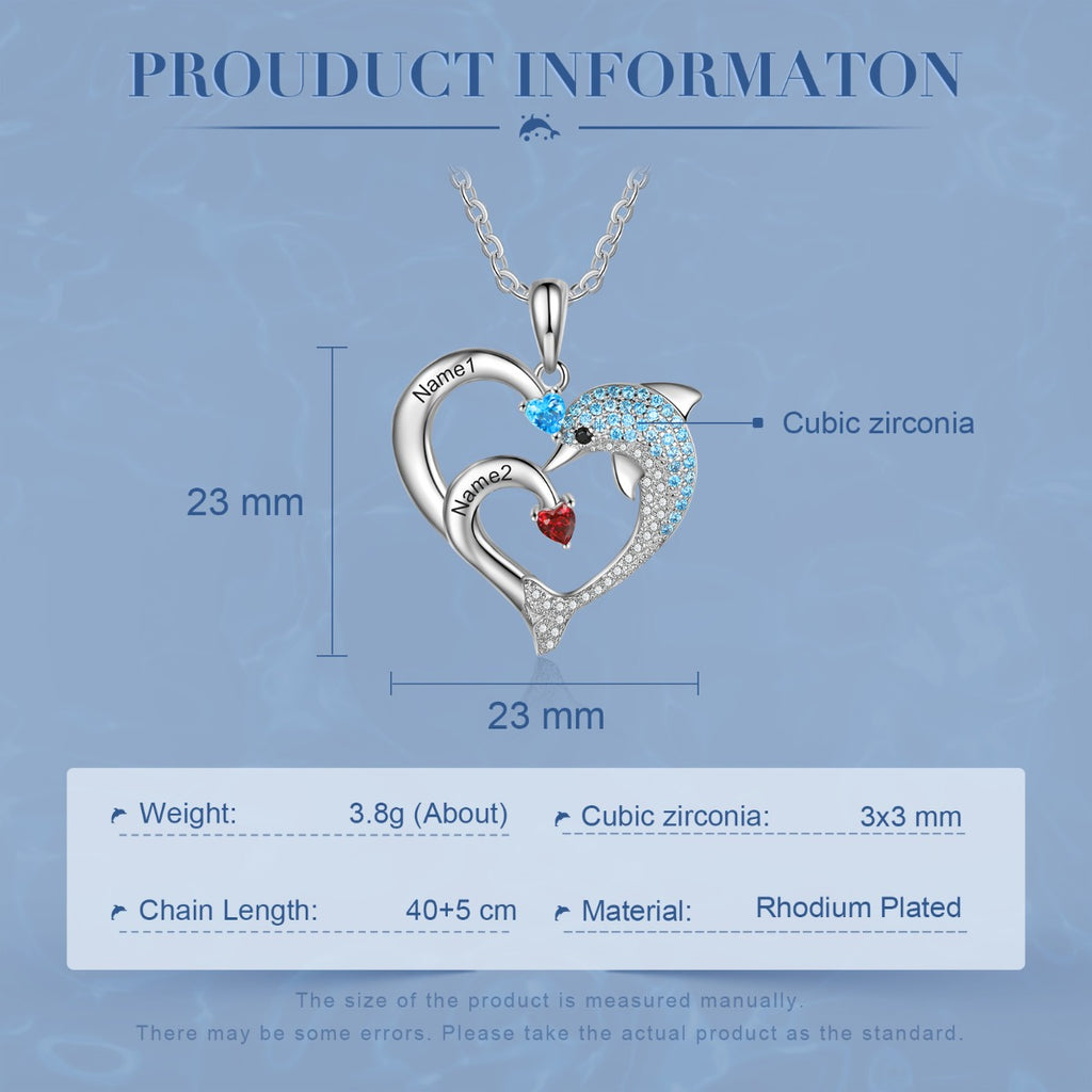 Copper Dolphin Heart Shape Necklace