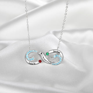 Personalized Rhodium Plated Infinity Dolphin Pendant Necklace