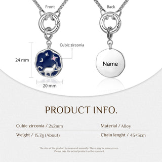 Personalized Alloy Birthstone Animal Cat Pendant Necklace