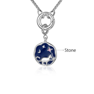Personalized Alloy Birthstone Animal Cat Pendant Necklace