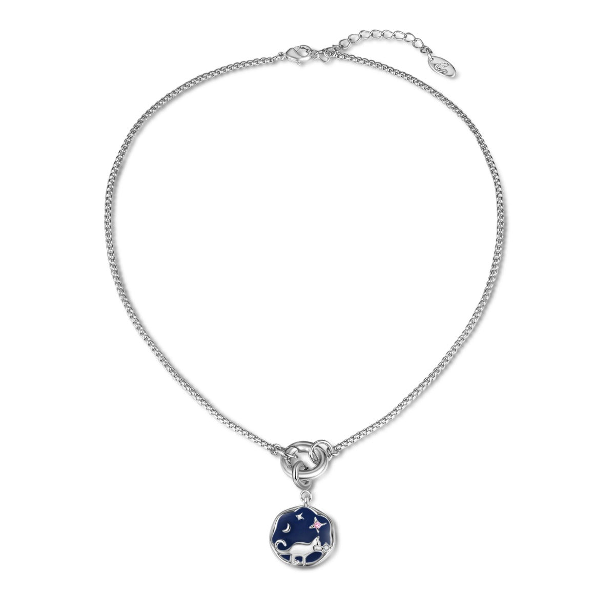 Personalized Alloy Birthstone Animal Cat Pendant Necklace