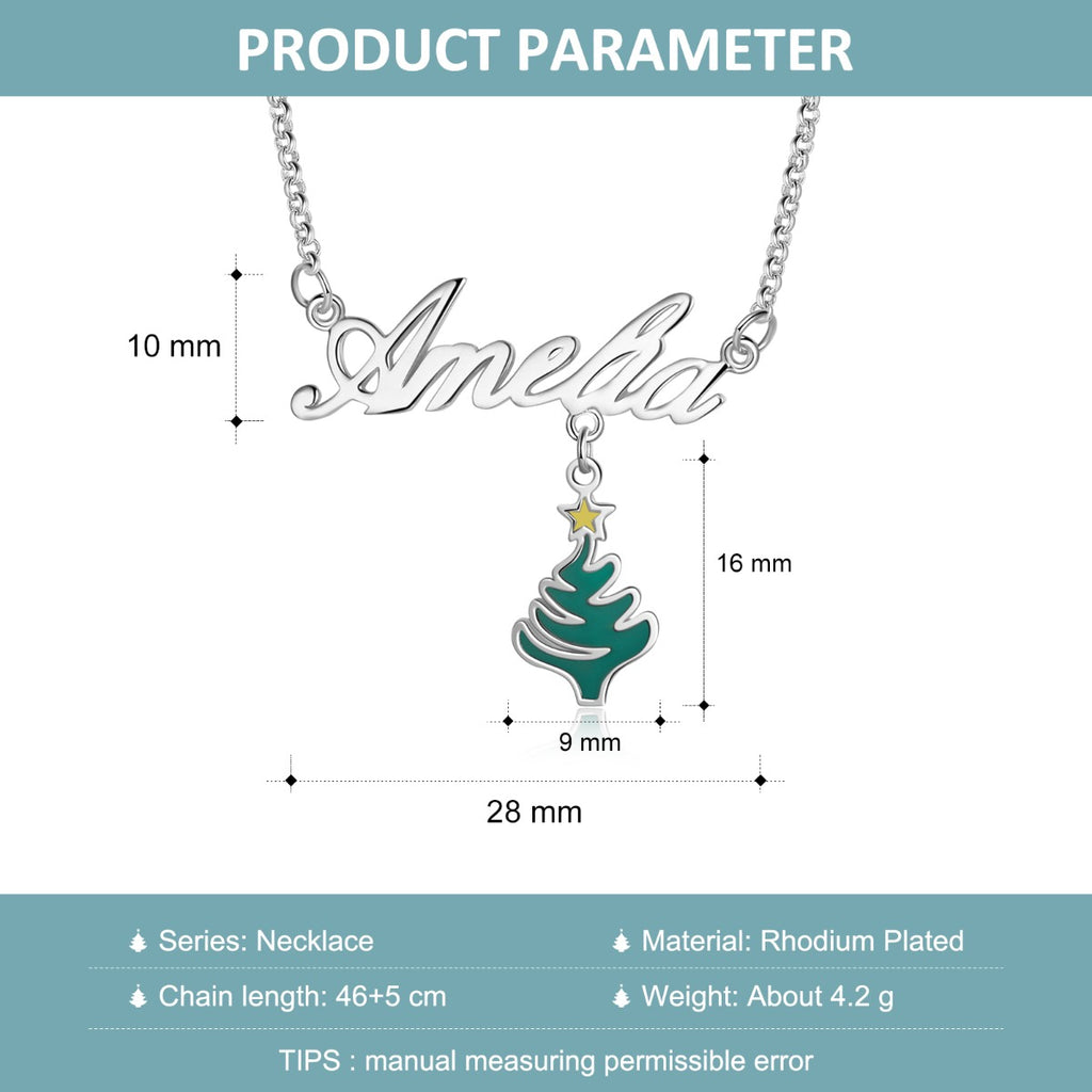 Personalized Name Necklace White Gold Plated Christmas Gift