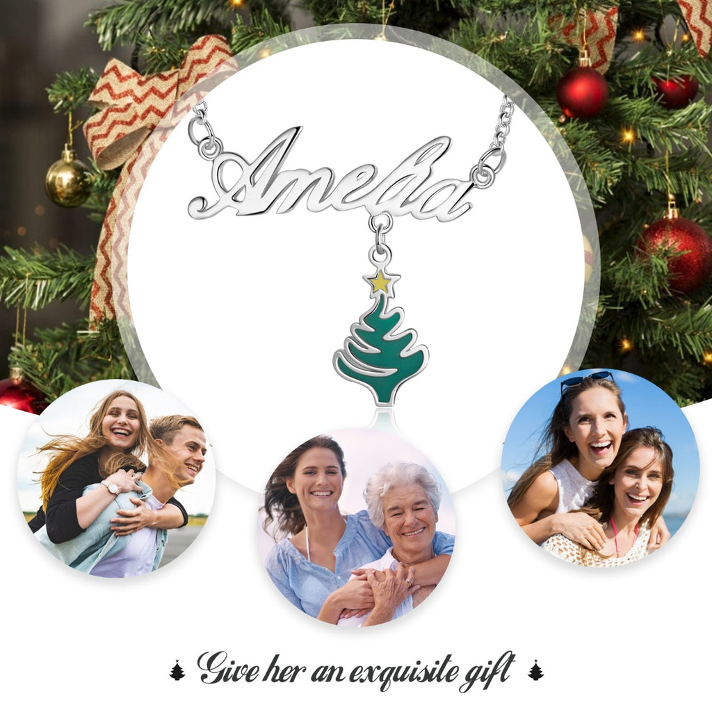 Personalized Name Necklace White Gold Plated Christmas Gift