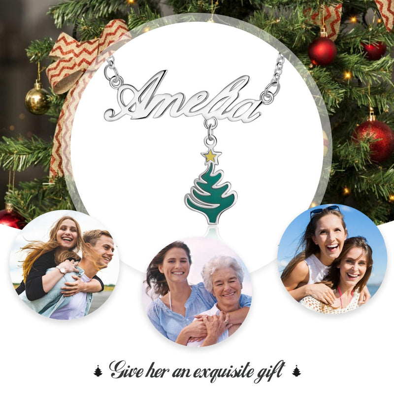 Personalized Name Necklace White Gold Plated Christmas Gift