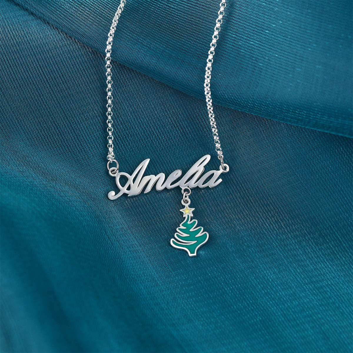 Personalized Name Necklace White Gold Plated Christmas Gift