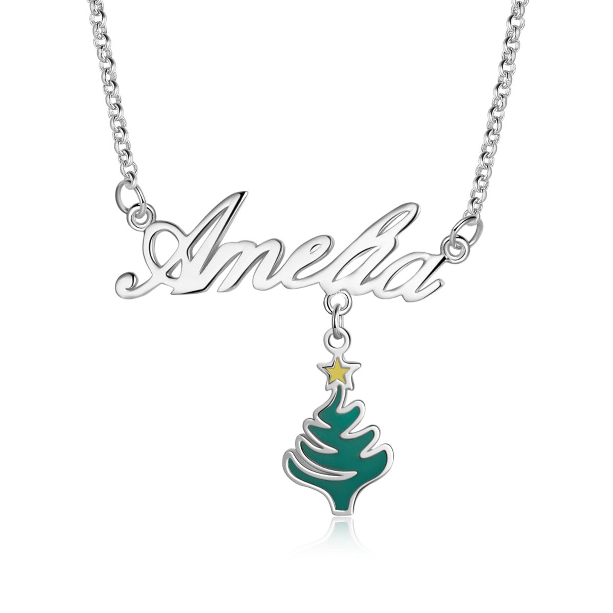 Personalized Name Necklace White Gold Plated Christmas Gift