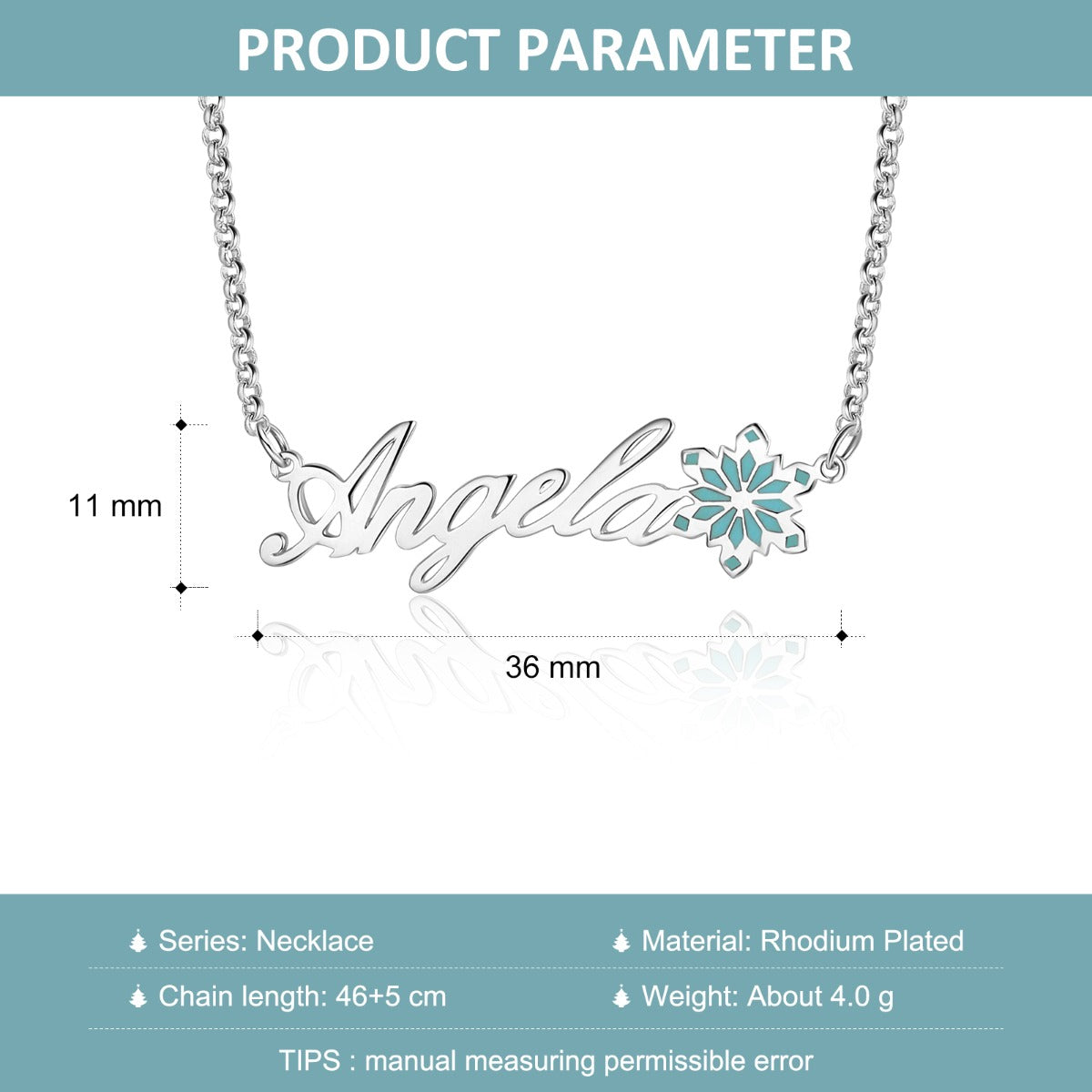 Personalized Name Necklace White Gold Plated Christmas gift