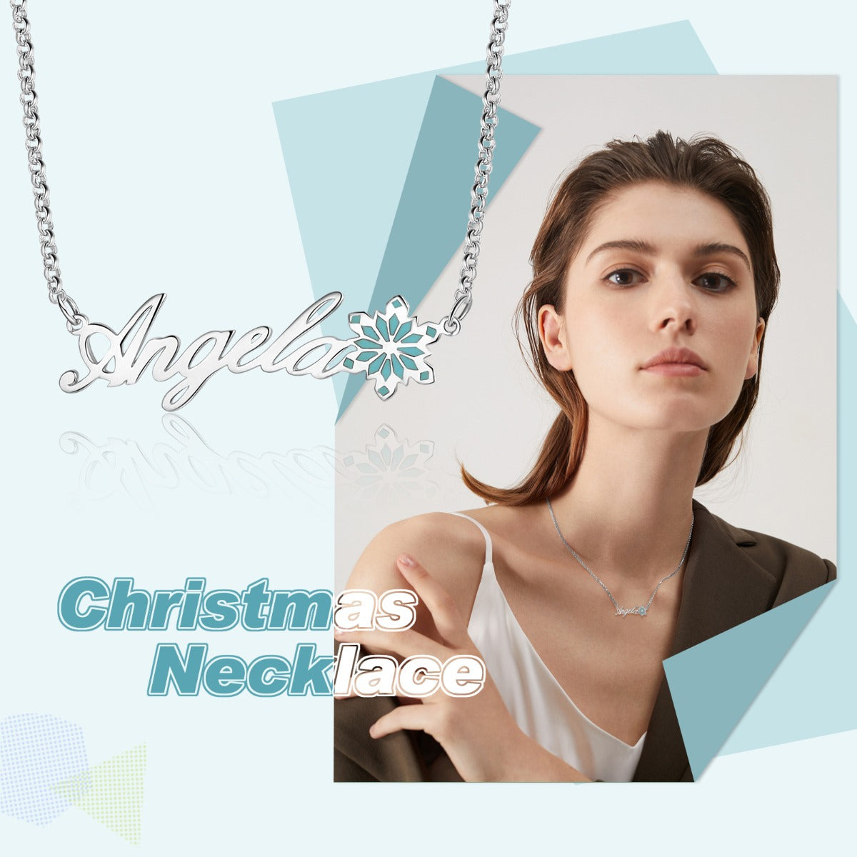 Personalized Name Necklace White Gold Plated Christmas gift