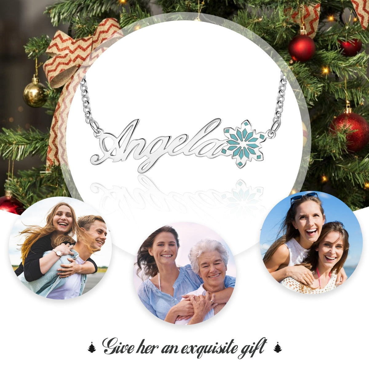 Personalized Name Necklace White Gold Plated Christmas gift