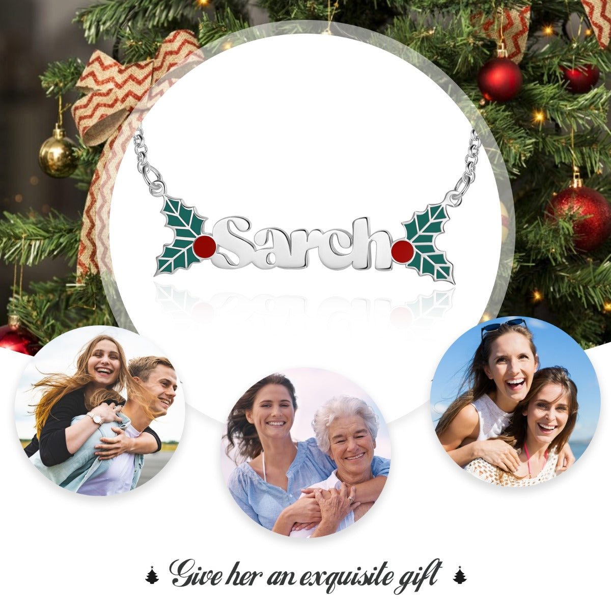 Personalized Name Necklace White Gold Plated Christmas Gift