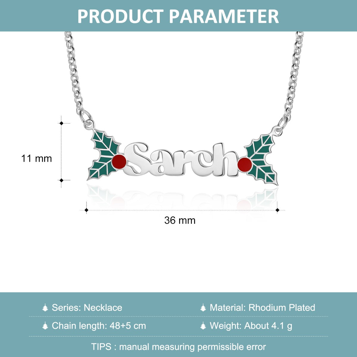 Personalized Name Necklace White Gold Plated Christmas Gift