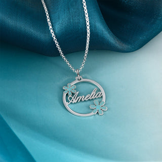 Personalized Name necklace White Gold Plated Snow flower Christmas gift