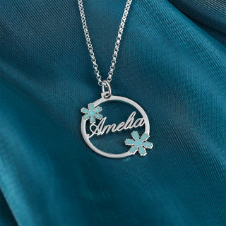 Personalized Name necklace White Gold Plated Snow flower Christmas gift