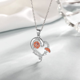 Copper Custom Heart Pendant Necklace with Birthflower