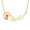 Personalized Rhodium Plated Animal Cat Name Necklace