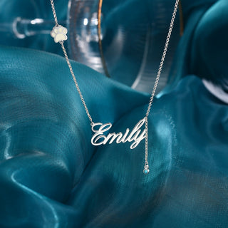 Personalized Rhodium Plated Paw Name Necklace