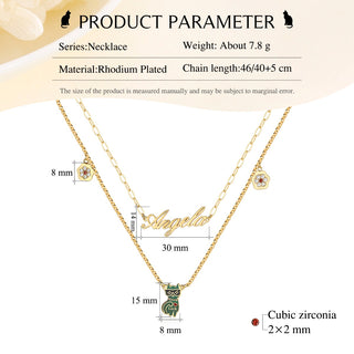 Rhodium Plated Cat Name Necklace