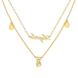 Rhodium Plated Cat Name Necklace