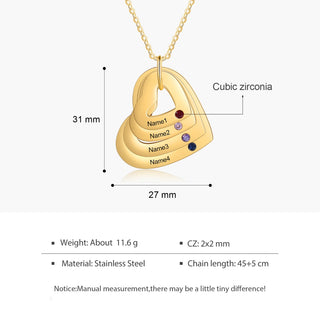 Personalized Birthstone Multiple Heart Shape Necklace