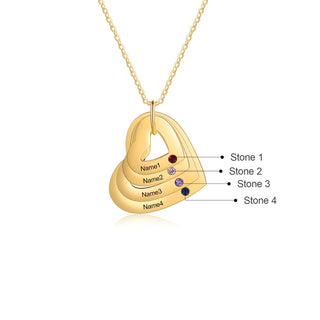Personalized Birthstone Multiple Heart Shape Necklace