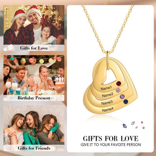 Personalized Birthstone Multiple Heart Shape Necklace