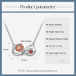 Rhodium Plated Infinity Necklace with Birthflower