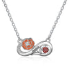Rhodium Plated Infinity Necklace with Birthflower