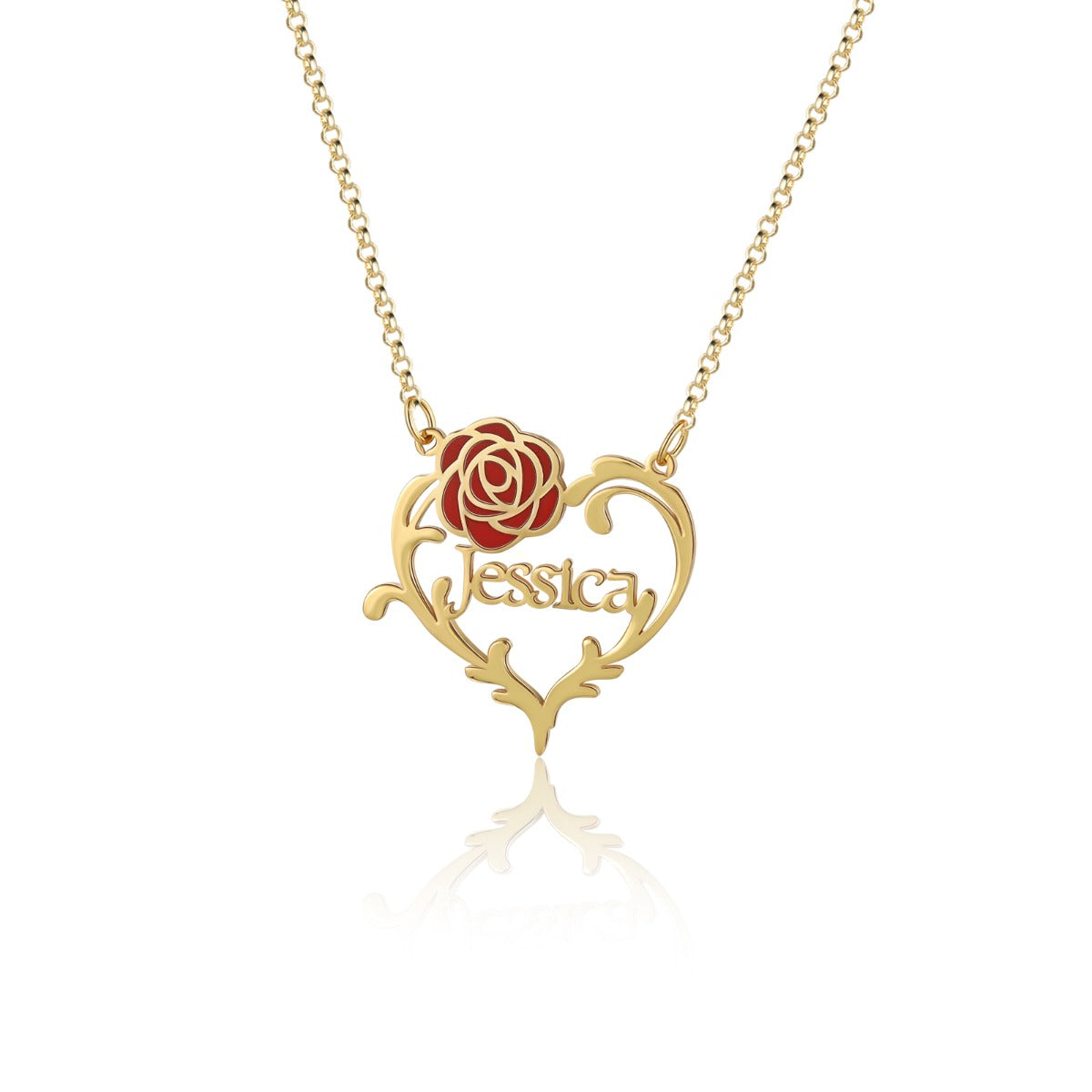 Jewelry Personalized Rose Flower Name Necklace