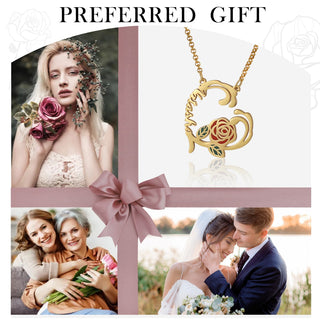 Jewelry Personalized Rose Flower Name Necklace