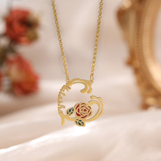 Jewelry Personalized Rose Flower Name Necklace
