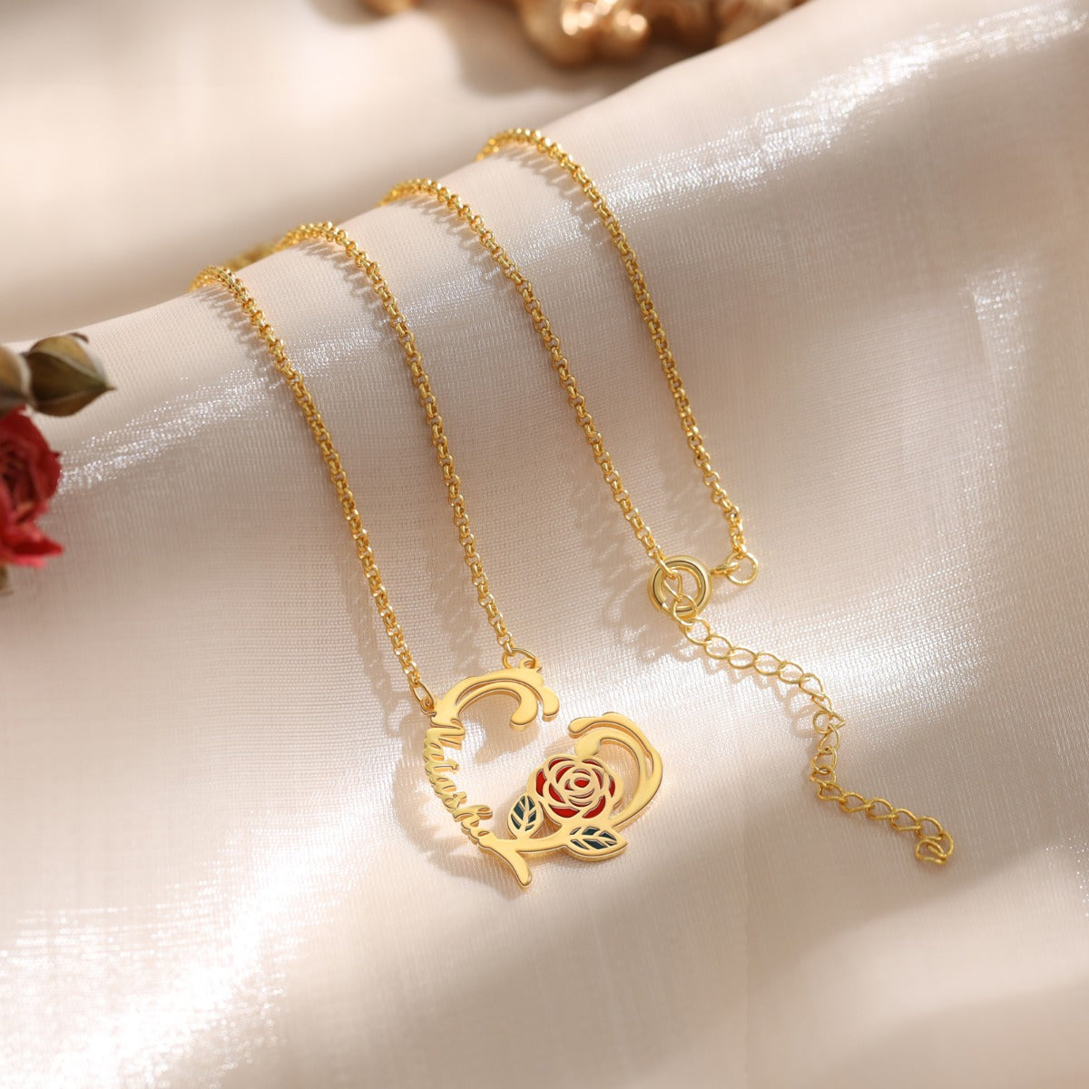 Jewelry Personalized Rose Flower Name Necklace