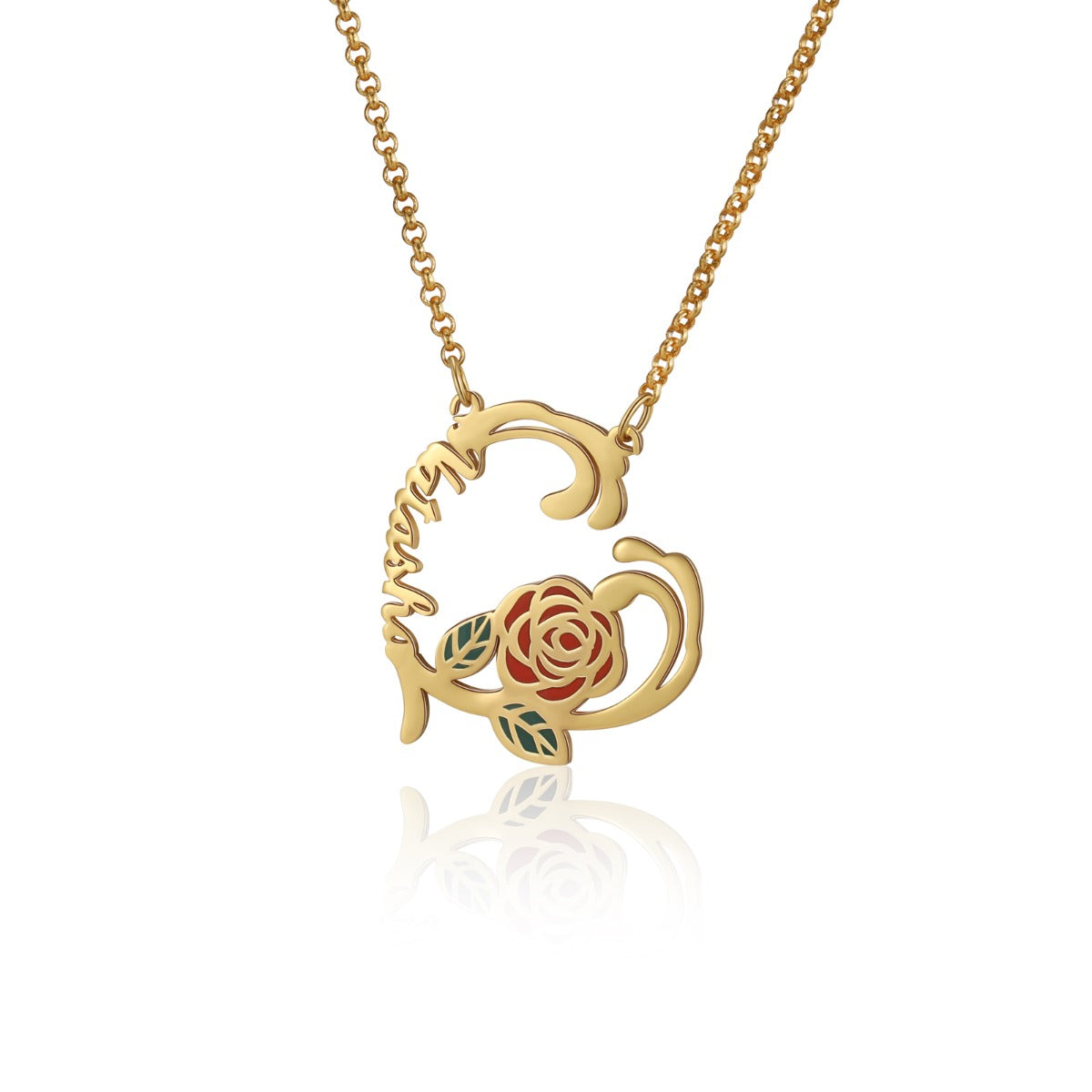 Jewelry Personalized Rose Flower Name Necklace