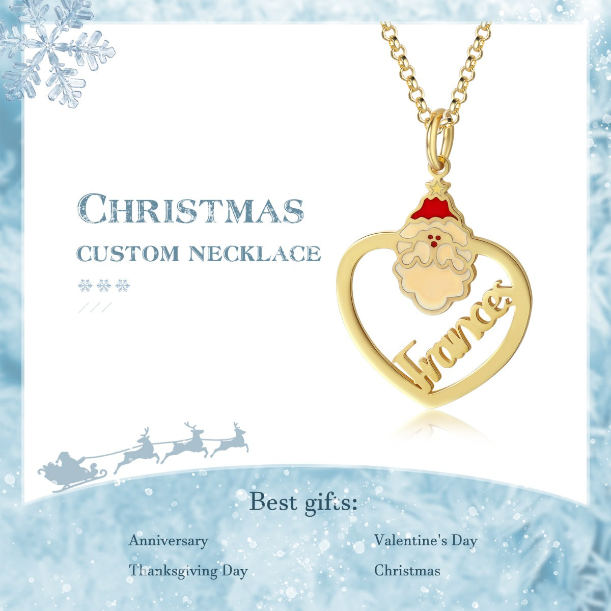 Personalized Christmas Santa Claus Name Necklace