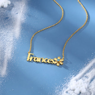 Personalized Christmas Flower Name Necklace