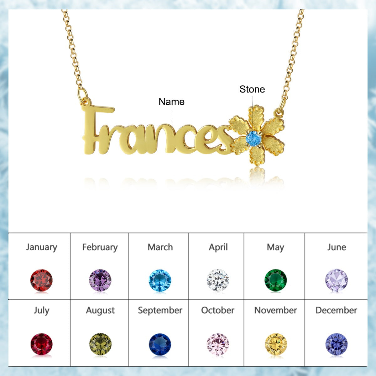 Personalized Christmas Flower Name Necklace