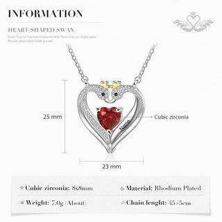 Personalized Birthstone Animal Swan Heart Shape Pendant Necklace