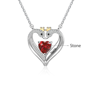 Personalized Birthstone Animal Swan Heart Shape Pendant Necklace