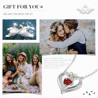 Personalized Birthstone Animal Swan Heart Shape Pendant Necklace